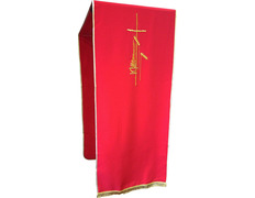 Paño de atril de poliéster con fleco de oro rojo