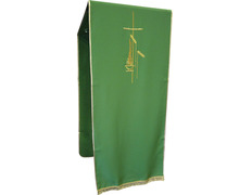 Paño de atril de poliéster con fleco de oro verde