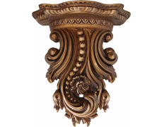 Peana de marmolina decorada imitando madera tallada