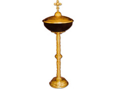 Pila para Bautismo con tapa con JHS y Cruz dorada