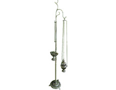 Portaincensario con pie circular de baño plateado