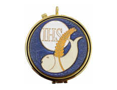 Portaviático con espiga, pez y IHS esmaltados