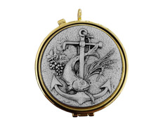 Portaviático dorado con grabado en relieve plateado