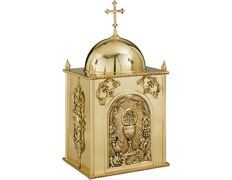 Sagrario de bronce decorado con cáliz y IHS