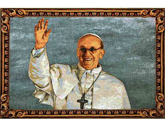 Tapiz del Papa Francisco saludando