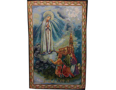 Tapiz de la Virgen de Fátima, los pastores y el Santuario