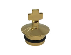Tapón Cruz para vinajeras de Misa dorado