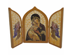 Tríptico religioso imitación madera | Virgen Perpetuo Socorro