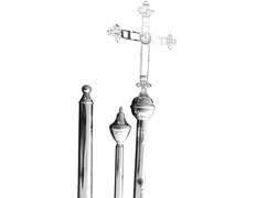 Vara porta estandartes plateada con Cruz