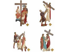Vía Crucis con estaciones de poliéster policromado