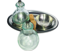 Vinajeras de cristal y acero inoxidable