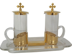 Vinajeras con bandeja de cristal