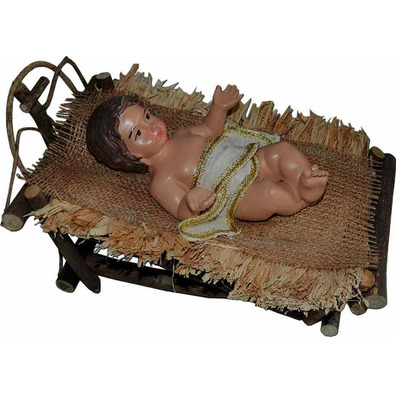 Niño Jesús con cuna para Nacimiento