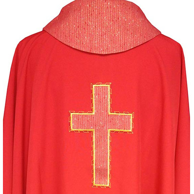 Casulla cuatro colores | Bordado Cruz latina rojo