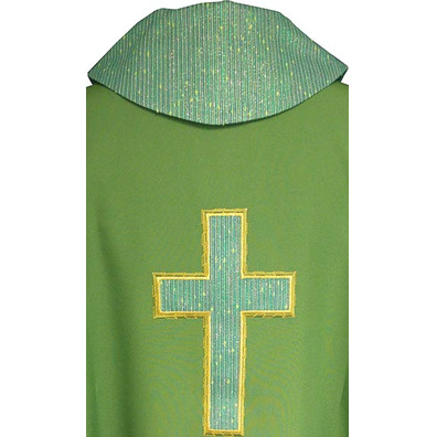 Casulla cuatro colores | Bordado Cruz latina verde