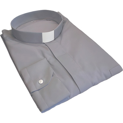 Camisa gris claro | Cuello tirilla | Manga larga