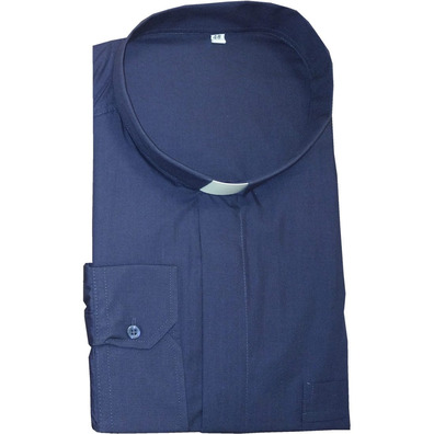 Camisa con alzacuellos para cura | Azul marino M/L