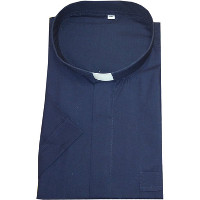 Camisa sacerdotal con alzacuellos | Azul marino M/C