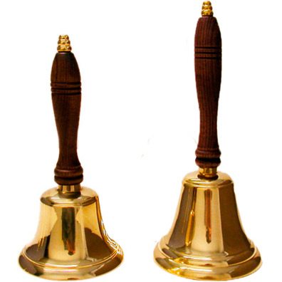 Campanilla de bronce con mango de madera