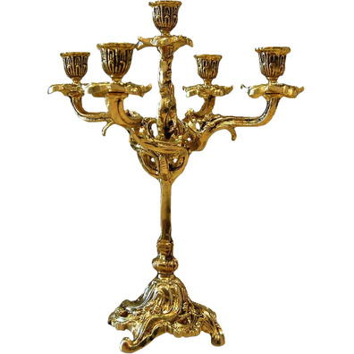 Candelabro de bronce para cinco velas