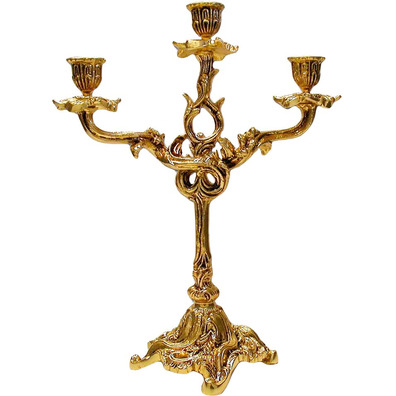 Candelabro de bronce para tres velas