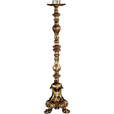 Candelero de bronce con base con tres apoyos