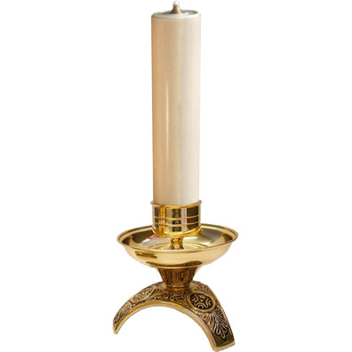 Candelero para altar con vela de parafina de 5 cm.