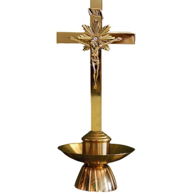Candelero de mesa con Cruz | Base circular