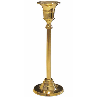 Candelero para una vela fabricado en metal dorado