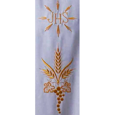 Casulla de poliéster y lana con IHS dorado blanco