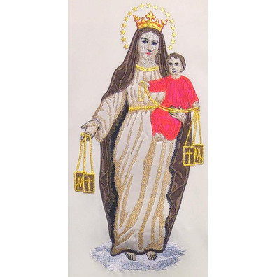 Casullas marianas bordadas | Celebración Virgen del Carmen beige