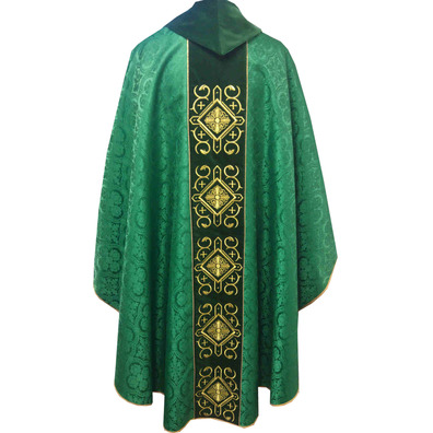 Casulla con cuello y estolón de terciopelo verde