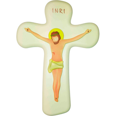 Crucifijo de pared infantil blanco