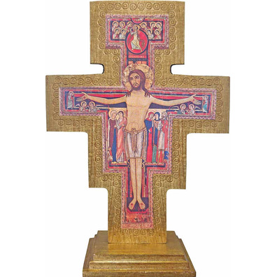 Cruz de San Damián de madera para mesa