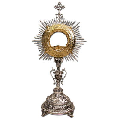 Custodia cincelada con viril dorado