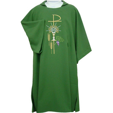 Dalmática de poliéster en los 4 colores litúrgicos verde