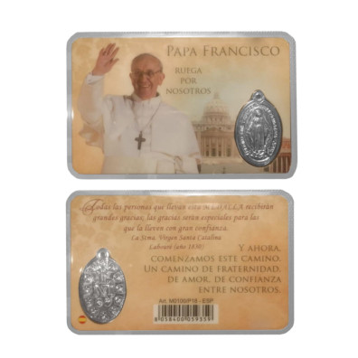 Estampa del Papa Francisco con medalla | Amarilla