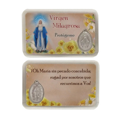 Estampa Virgen Milagrosa con medalla