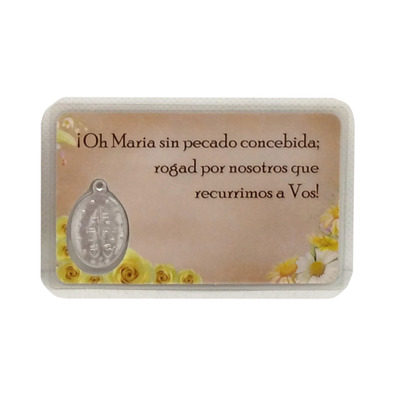 Estampa Virgen Milagrosa con medalla