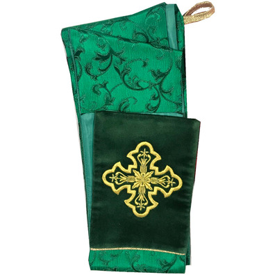 Estola de diácono de damasco y terciopelo verde