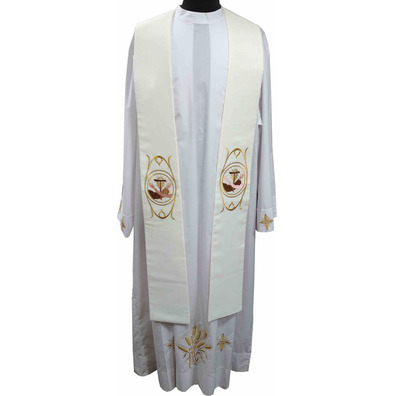 Estola sacerdotal con bordado franciscano beige