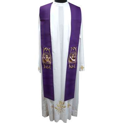 Estola sacerdotal con bordado franciscano morado