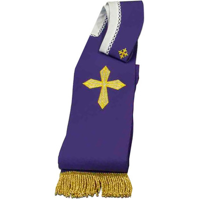 Estola con Cruces y fleco dorado morado