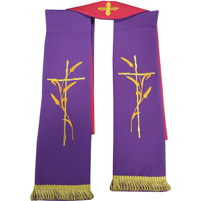 Estolas reversibles para sacerdotes católicos rojo / morado