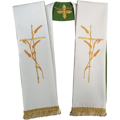 Estolas reversibles para sacerdotes católicos verde / blanco