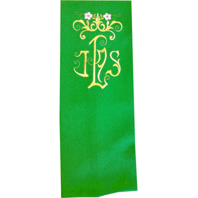 Estolón en los cuatro colores litúrgicos con JHS bordado verde