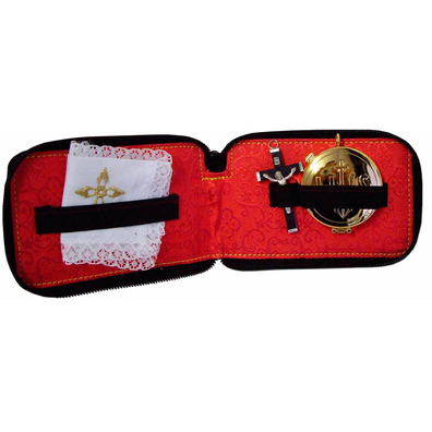 Cartera sacramental con exterior símil piel e interior rojo