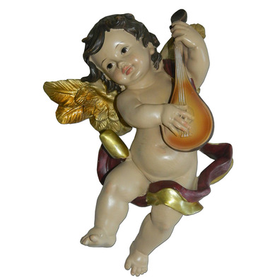 Ángel con mandolina fabricado en marmolina