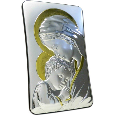 Icono de plata 23,5 cm - Virgen María con Niño