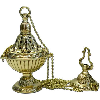 Conjunto de incensario, navetas y cucharillas fabricados en bronce
